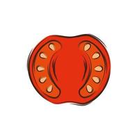 Rebanada de tomate icono aislado de vegetales frescos vector