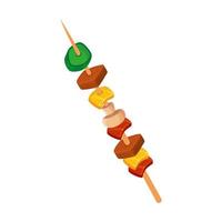 brochette of meat and vegetables isolated icon vector