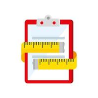 measuring tape and clipboard with paper document vector