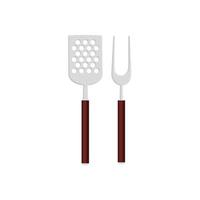 spatula with fork barbecue cutlery tools isolated icon vector