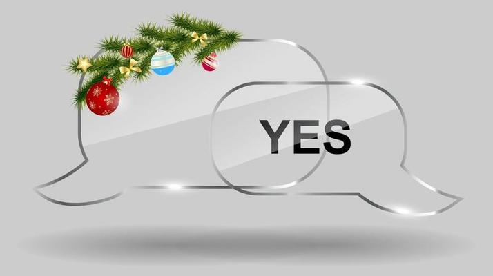 realistic christmas glass speech bubbles. Vector illustration.