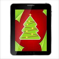 Abstract  design Tablet  with Christmas background. vector