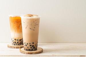 Taiwan milk tea and Thai milk tea with bubbles photo