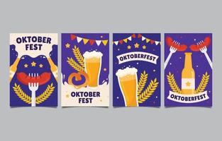 conjunto de tarjetas de fiesta oktoberfest vector