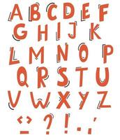 vector de fuente estilizada colorida y alfabeto. lindo alfabeto inglés.