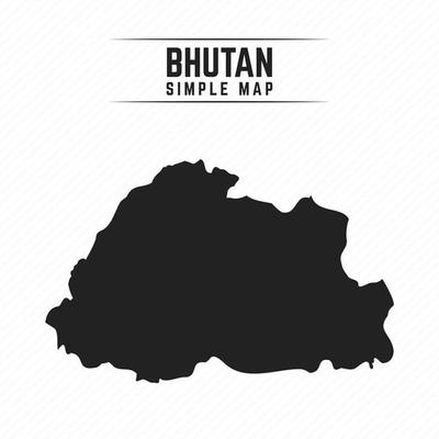 Simple Black Map of Bhutan Isolated on White Background