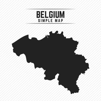 Simple Black Map of Belgium Isolated on White Background