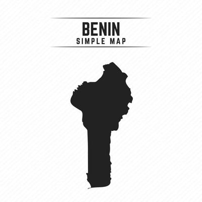 Simple Black Map of Benin Isolated on White Background