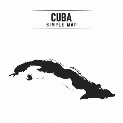 Simple Black Map of Cuba Isolated on White Background
