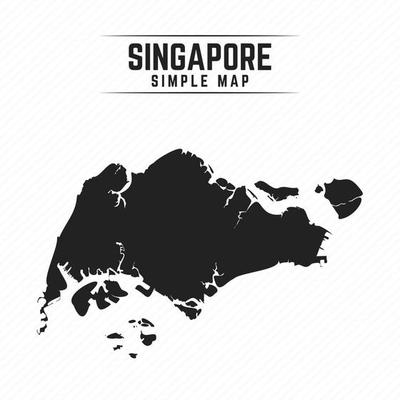 Simple Black Map of Singapore Isolated on White Background