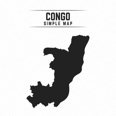 Simple Black Map of Republic of Congo Isolated on White Background
