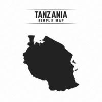 Sencillo mapa negro de Tanzania aislado sobre fondo blanco. vector