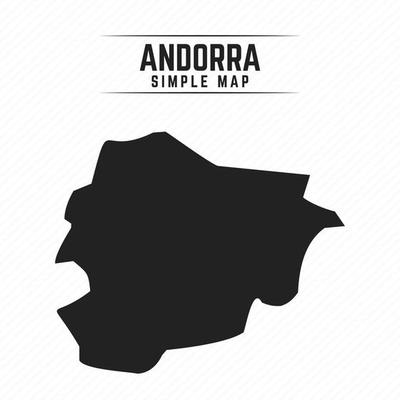 Simple Black Map of Andorra Isolated on White Background