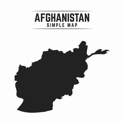 Simple Black Map of Afghanistan Isolated on White Background