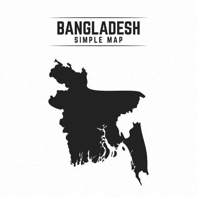 Simple Black Map of Bangladesh Isolated on White Background