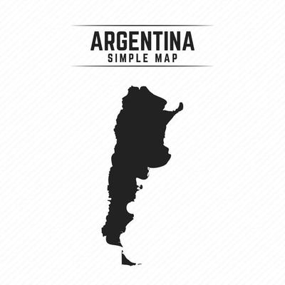 Simple Black Map of Argentina Isolated on White Background