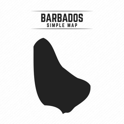 Simple Black Map of Barbados Isolated on White Background
