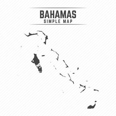 Simple Black Map of Bahamas Isolated on White Background