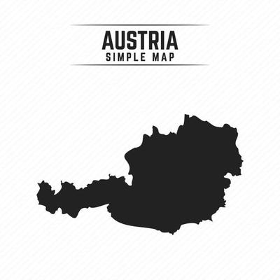Simple Black Map of Austria Isolated on White Background