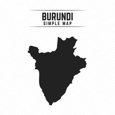 Simple Black Map of Burundi Isolated on White Background