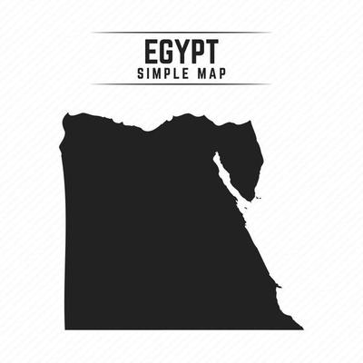 Simple Black Map of Egypt Isolated on White Background