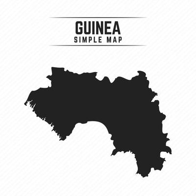 Simple Black Map of Guinea Isolated on White Background