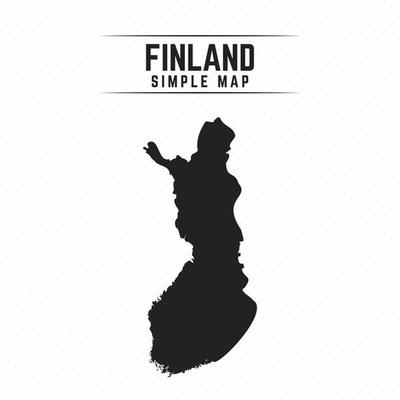 Simple Black Map of Finland Isolated on White Background