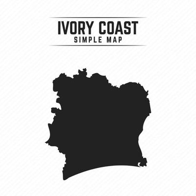 Simple Black Map of Ivory Coast Isolated on White Background