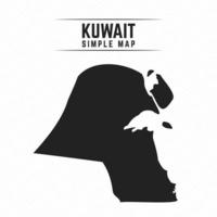 Mapa negro simple de Kuwait aislado sobre fondo blanco. vector