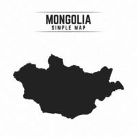 Mapa negro simple de Mongolia aislado sobre fondo blanco. vector