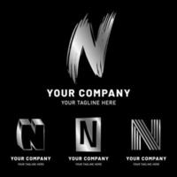 Modern Silver Letter N Logo Collection vector