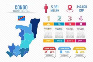 Colorful Republic of the Congo Map Infographic Template vector