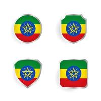 Etiopía país insignia y colección de etiquetas. vector