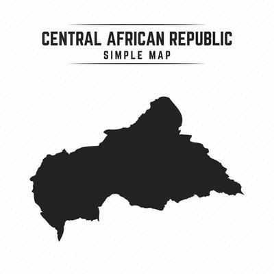 Simple Black Map of Central African Republic on White Background