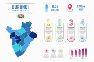 Plantilla de infografía de mapa colorido de burundi vector