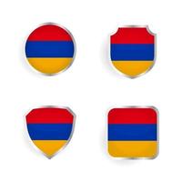 insignia del país de armenia y colección de etiquetas vector