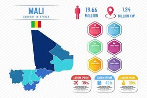 Plantilla de infografía de mapa colorido de malí vector