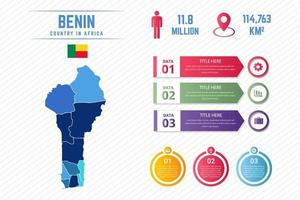 Colorful Benin Map Infographic Template vector