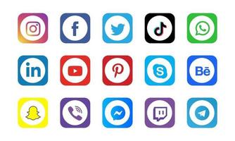 Modern Rounded Social Media Icons Collection vector