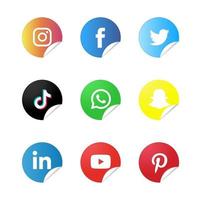 colorido conjunto de pegatinas de redes sociales vector