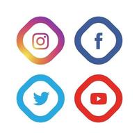 Colorful Popular Social Media Icons Collection vector