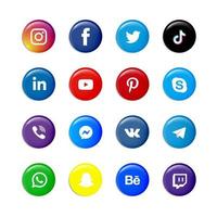 colección de botones de logotipo de redes sociales vector