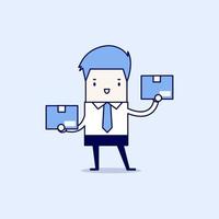 Businessman holding a box. vector