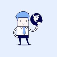 Businessman spinning globe. vector