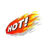 Hot fire promotion label vector. vector