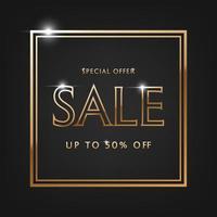 Special offer sale, golden text. vector
