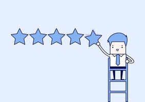 Businessman giving five star rating. vector