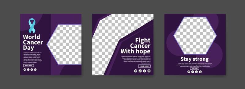 Social media post templates for world cancer day.