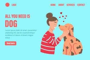 All you need is dog landing page vector template