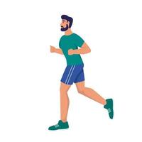 A young man runs. Sports at home, street workout, healthy lifestyle vector